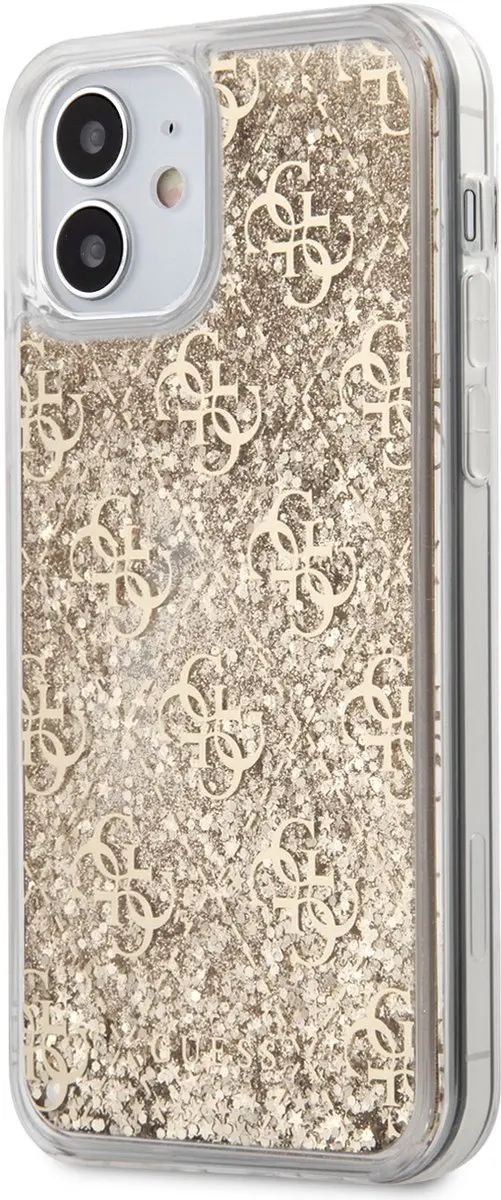 GUESS iPhone 12 Mini Hoesje Glitter Goud - 3700740481219