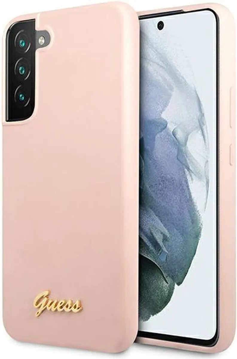 Guess Hoesje Siliconen Gold Logo Roze - Samsung Galaxy S23