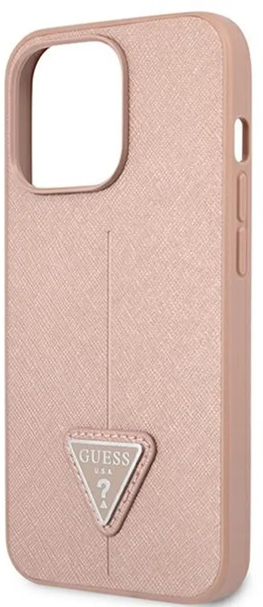 GUESS Saffiano Triangle Back Case - iPhone 13 Pro - Roze