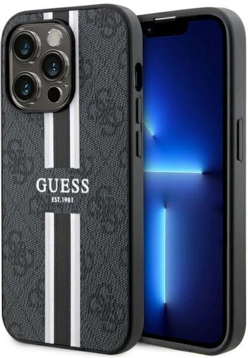 GUESS 4G Printed Stripe Back Case - iPhone 14 Pro Max - Zwart