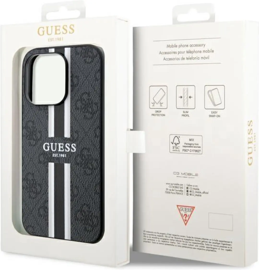 GUESS 4G Printed Stripe Back Case - iPhone 14 Pro Max - Zwart