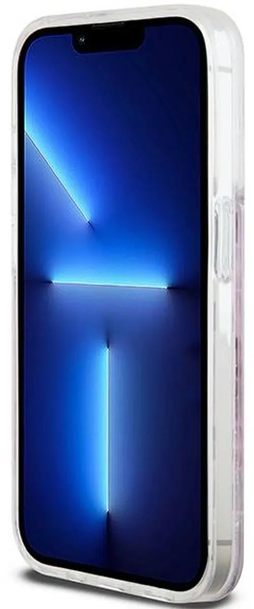 DKNY Liquid Glitter Checkered Pattern Hoesje iPhone 15 Pro - Roze DKHCP15LLCPEPP