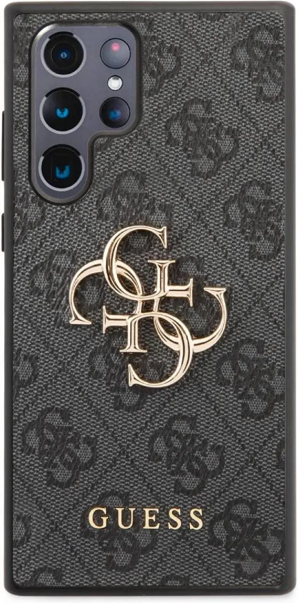 Guess Golden Logo Samsung Galaxy S22 Ultra Hoesje - Grijs