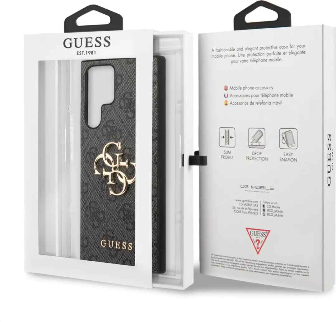 Guess Golden Logo Samsung Galaxy S22 Ultra Hoesje - Grijs - afbeelding 6 van 6