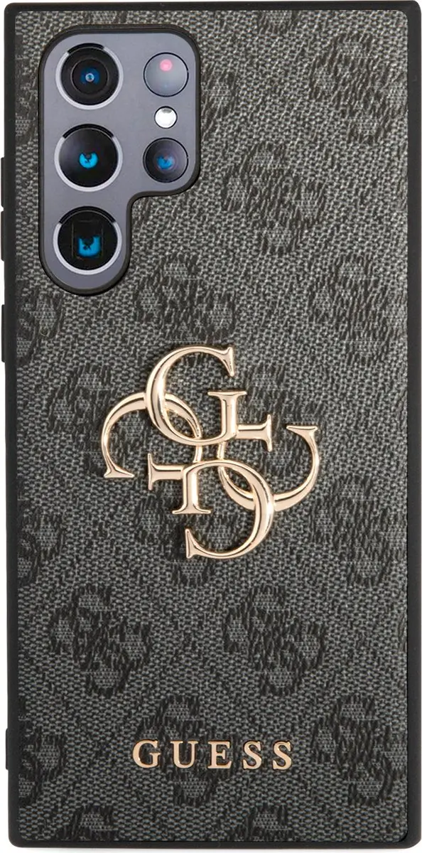 Guess Golden Logo Samsung Galaxy S22 Ultra Hoesje - Grijs