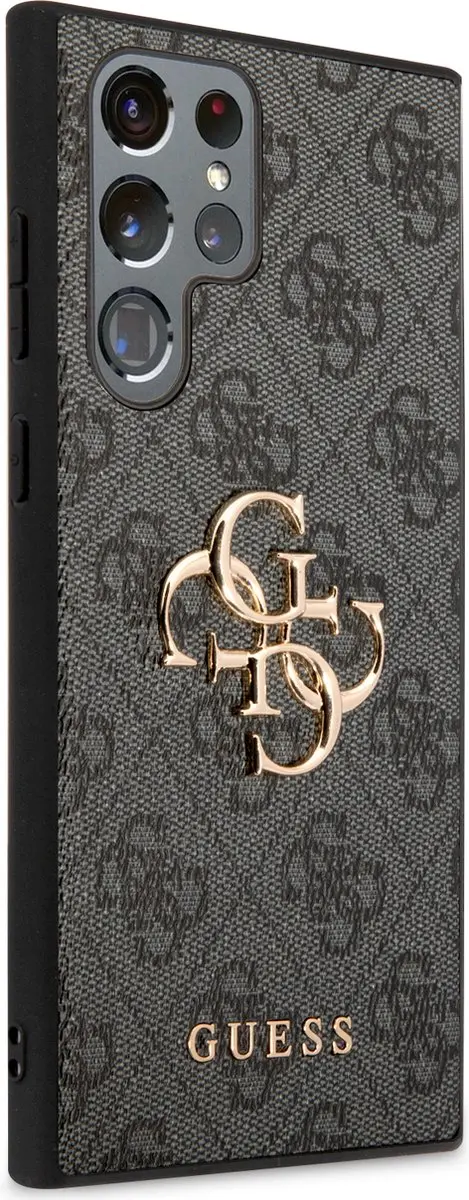 Guess Golden Logo Samsung Galaxy S22 Ultra Hoesje - Grijs