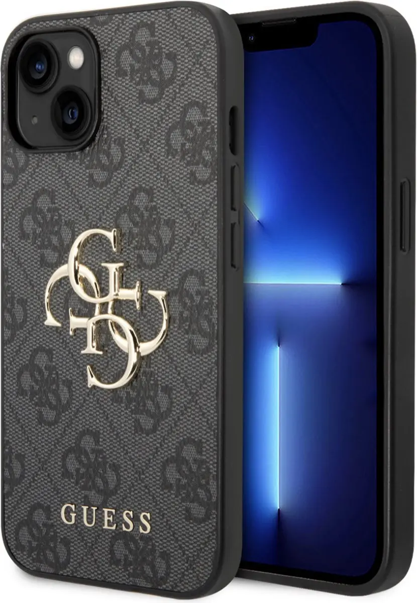 GUESS 4G Metal Logo Back Case - iPhone 15 Plus - Grijs