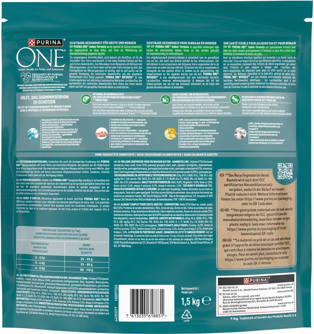 Purina ONE Indoor Kalkoen Kattenbrokjes 6kg - afbeelding 6 van 6