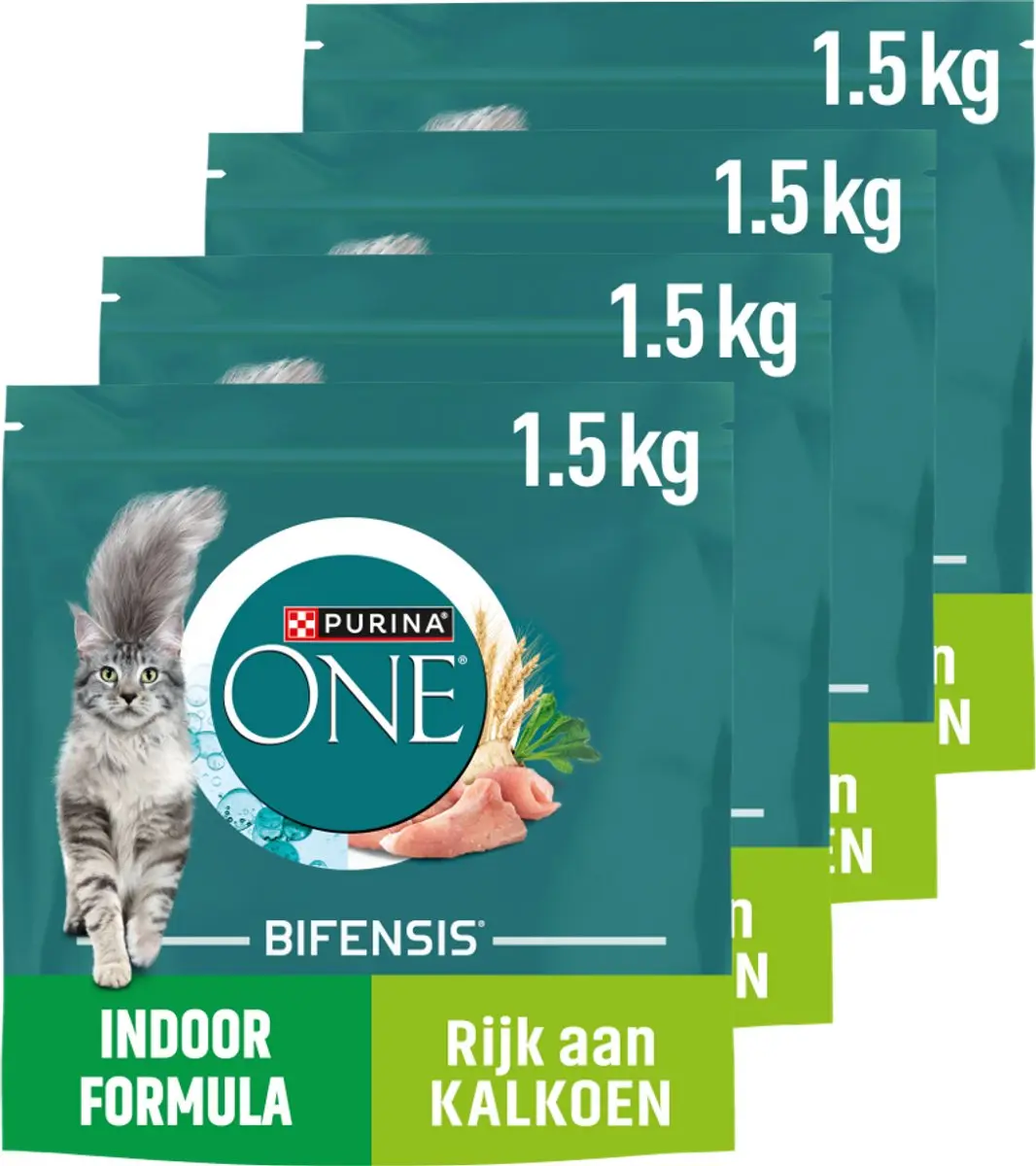 Purina ONE Indoor Kalkoen Kattenbrokjes 6kg