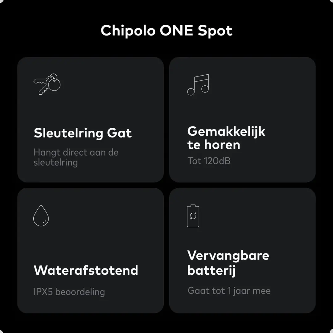 Chipolo One Spot Sleutelhanger - Bluetooth Tracker - Zwart