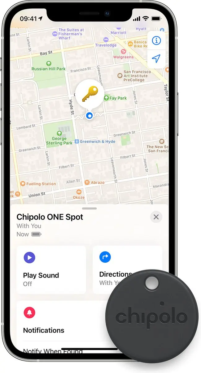 Chipolo One Spot Sleutelhanger - Bluetooth Tracker - Zwart