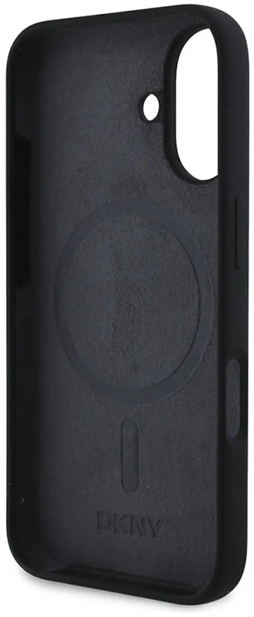 DKNY Liquid Silicone Arch Edition Hoesje iPhone 16 Plus - Zwart