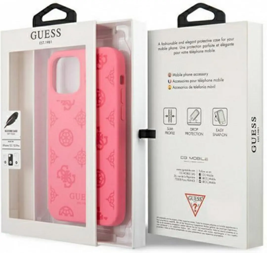 GUESS Silicone Hoesje iPhone 12 Pro Max - Fuchsia