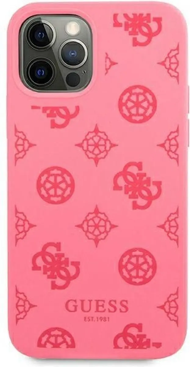 GUESS Silicone Hoesje iPhone 12 Pro Max - Fuchsia