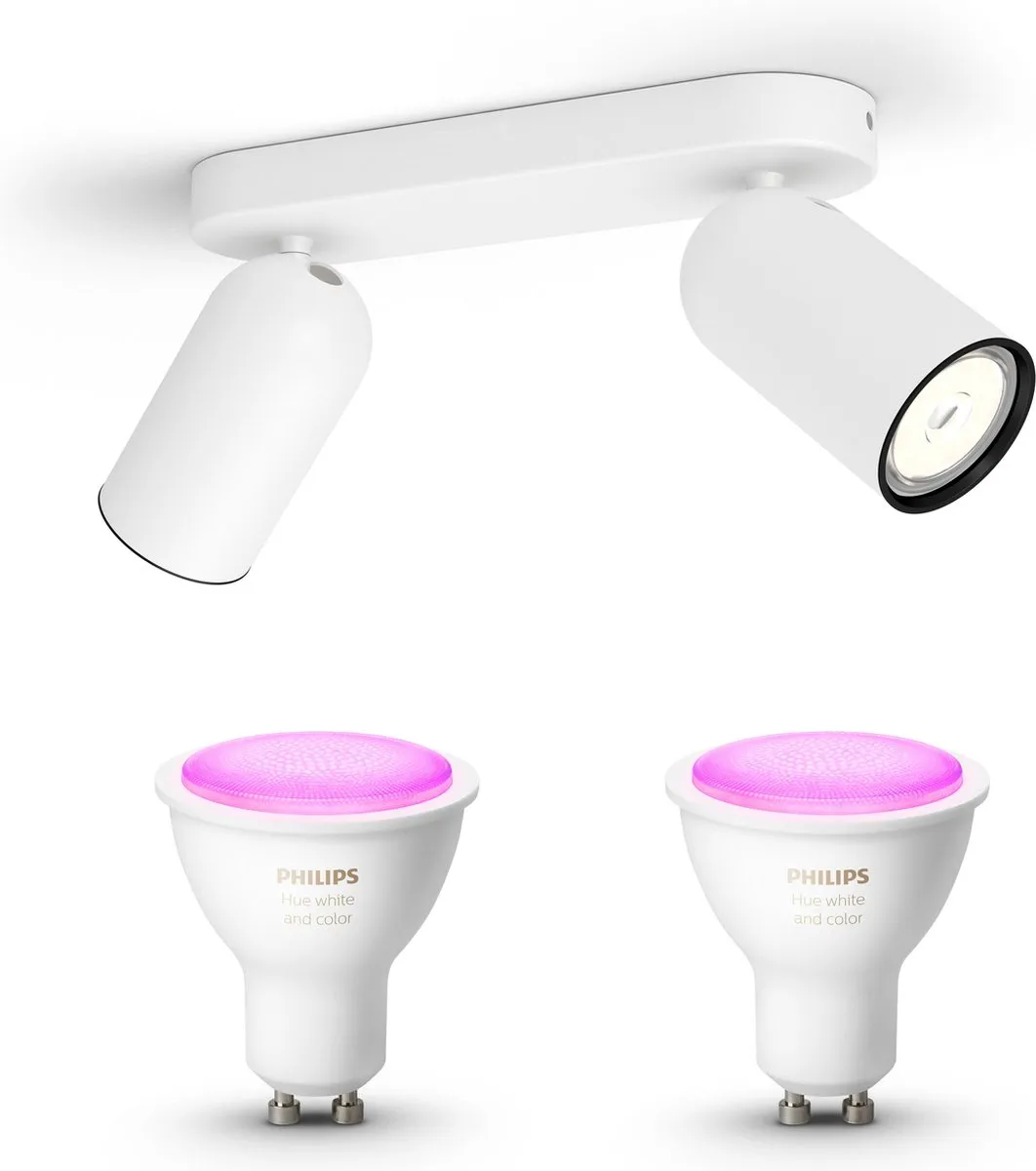 Philips Hue Pongee Opbouwspot - 2x GU10 RGBW
