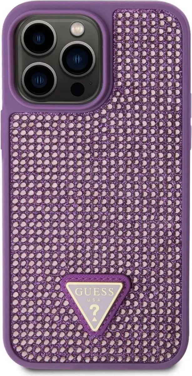 GUESS Paarse Rhinestones Hoes iPhone 15 Pro Max - GUHCP15XHDGTPU
