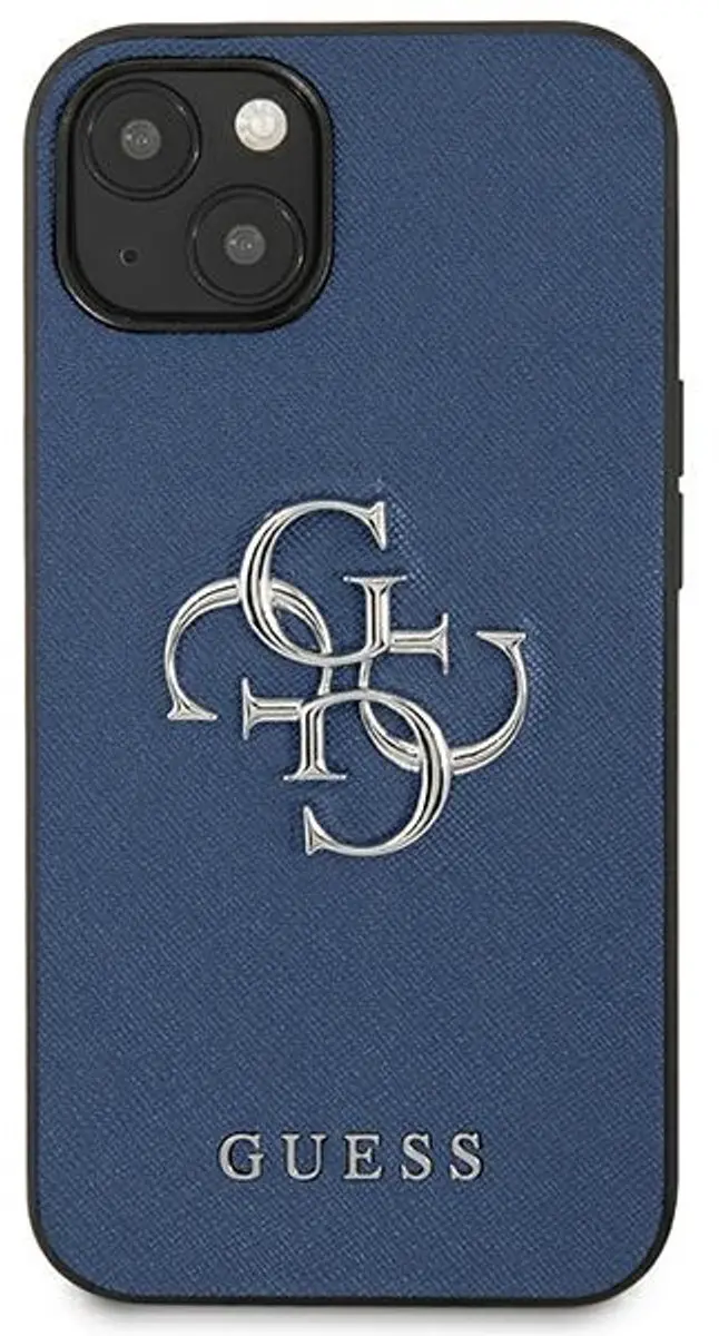 GUESS Saffiano Back Case - iPhone 13 Mini - Blauw