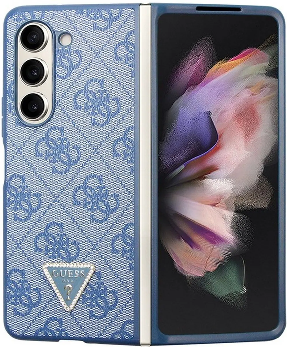 GUESS 4G Triangle Hoesje - Samsung Galaxy Z Fold 5 - Blauw