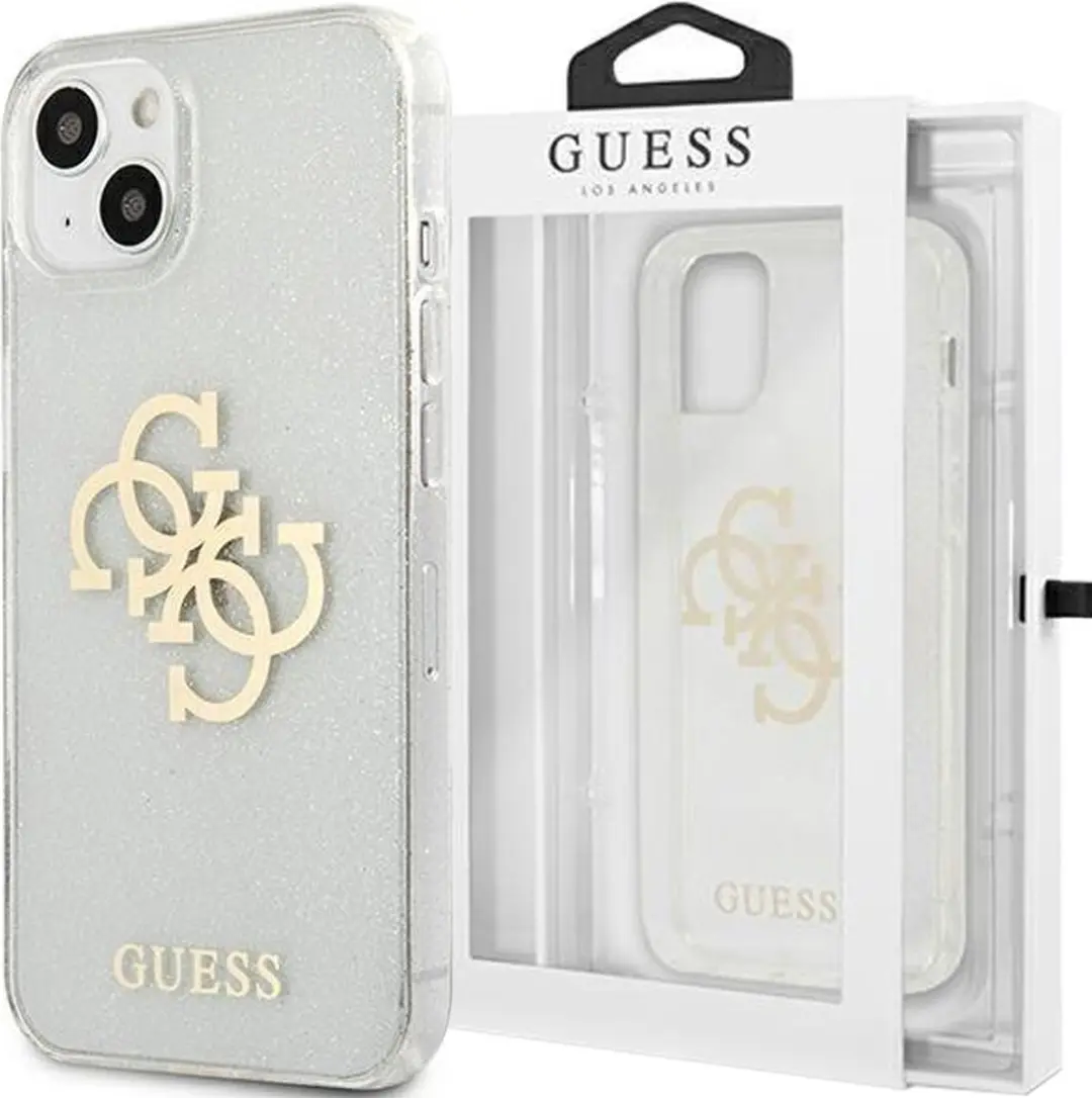 GUESS Glitters Backcase iPhone 13 Mini - Transparant