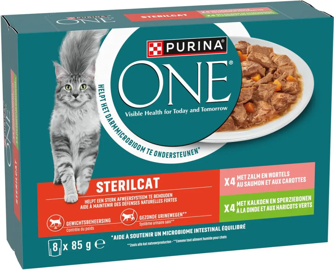 Purina ONE Sterilcat Natvoer Zalm & Kalkoen - 40x85g - afbeelding 6 van 6