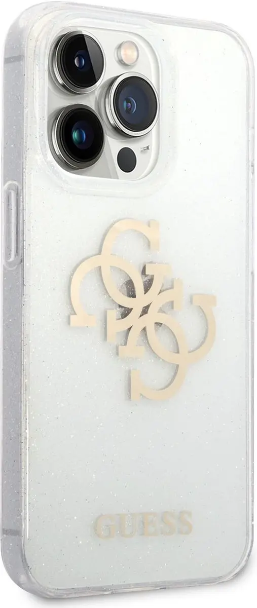 GUESS 4G Logo Glitter TPU Hoesje GUHCP14M4GGLTR - Transparant