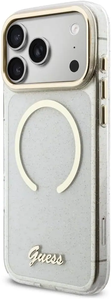 Guess IML Glitter Script Backcover 14657 - iPhone 17 Pro Max - MagSafe - Transparant