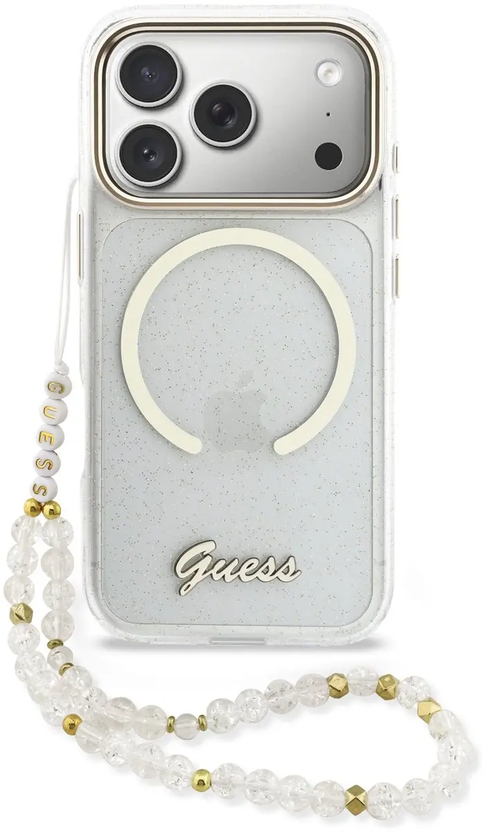 Guess IML Glitter Script Backcover 14657 - iPhone 17 Pro Max - MagSafe - Transparant