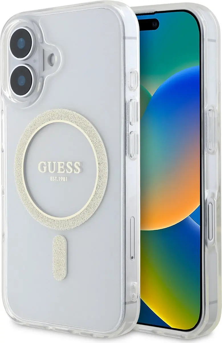GUESS MagSafe Hoesje iPhone 16 Plus - Glittercirkel - Transparant - afbeelding 6 van 6