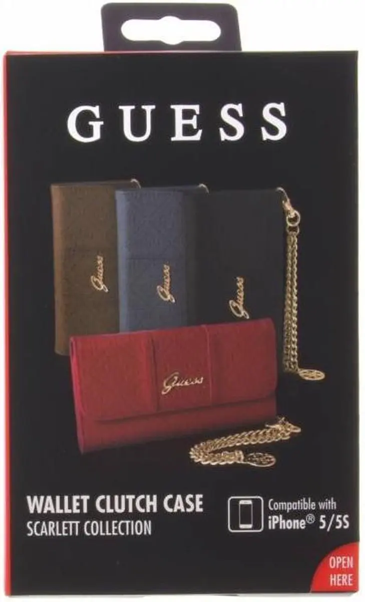 GUESS Scarlett Clutch Case iPhone 5/5s - Rood - 3 Pasjes