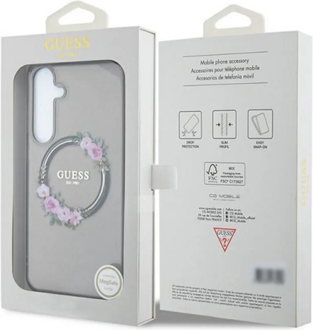 GUESS Flowers Wreath Back Case MagSafe - Zwart - afbeelding 4 van 4