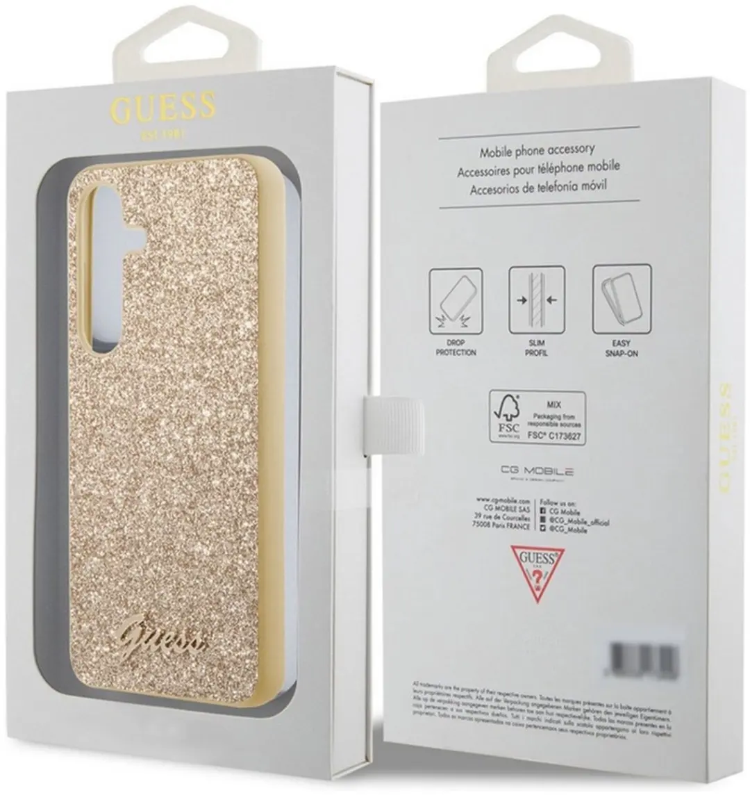 GUESS Glitter Back Case Samsung Galaxy S24 - Goud