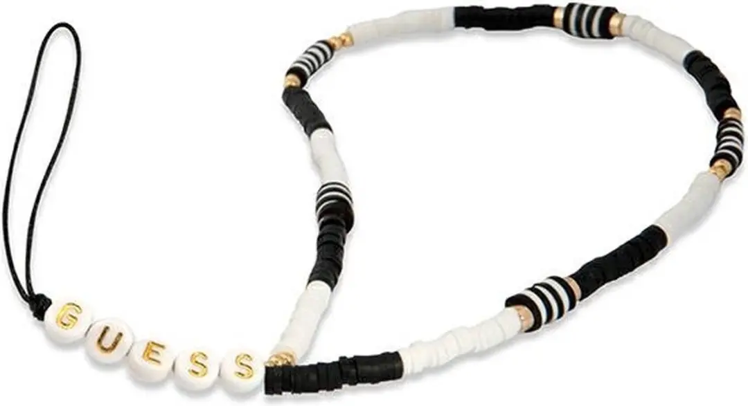 GUESS Heishi Beads Telefoonhangertje - Zwart/Wit