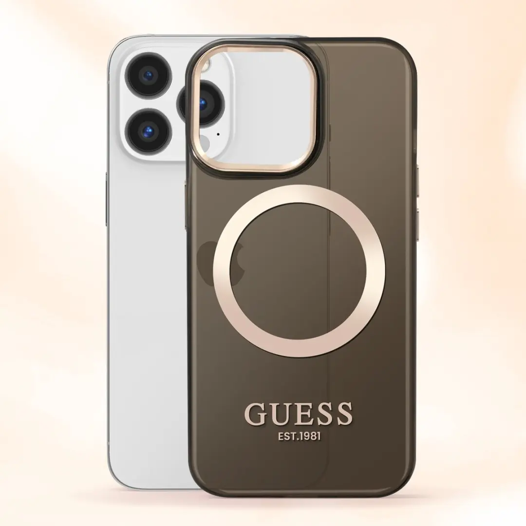 GUESS iPhone 14 Pro Max Hardcase - Magsafe - Zwart - Transparant