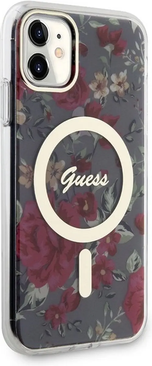 GUESS Flower Back Case MagSafe iPhone 11 - Khaki