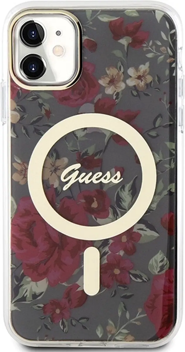GUESS Flower Back Case MagSafe iPhone 11 - Khaki - afbeelding 6 van 6
