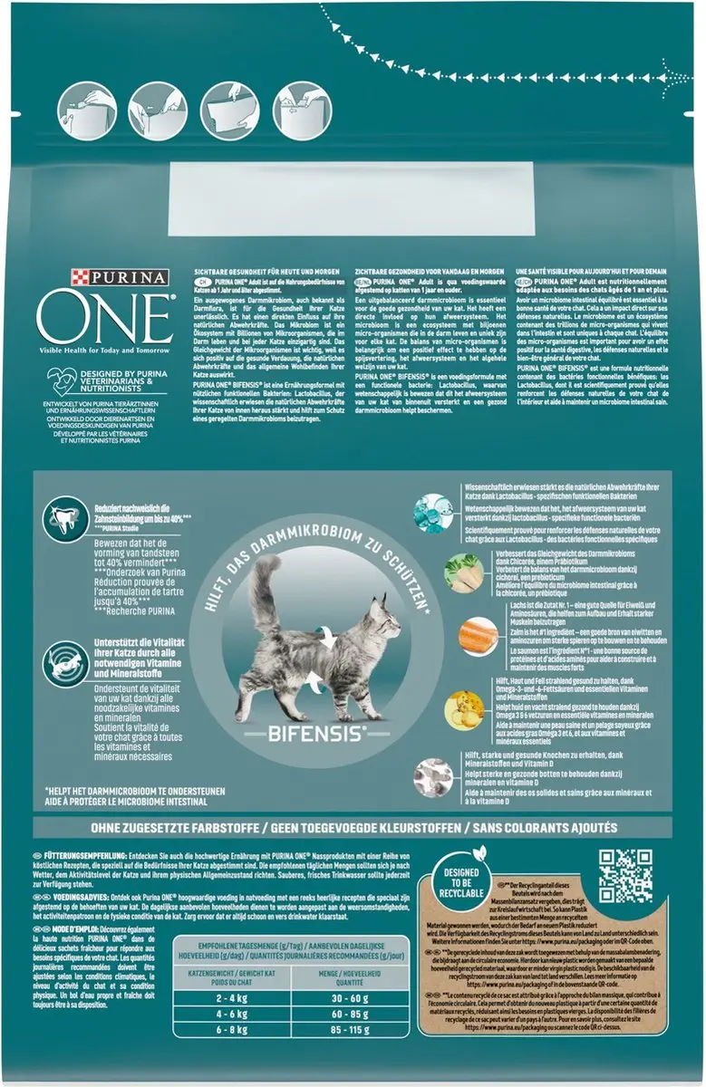 Purina ONE Adult Kattenbrokjes Zalm & Volkoren Granen - 12kg