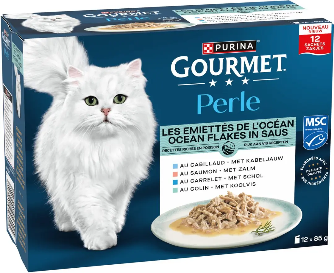 Gourmet Perle Ocean Flakes in Saus Zalm Kattenvoer - 48 x 85g