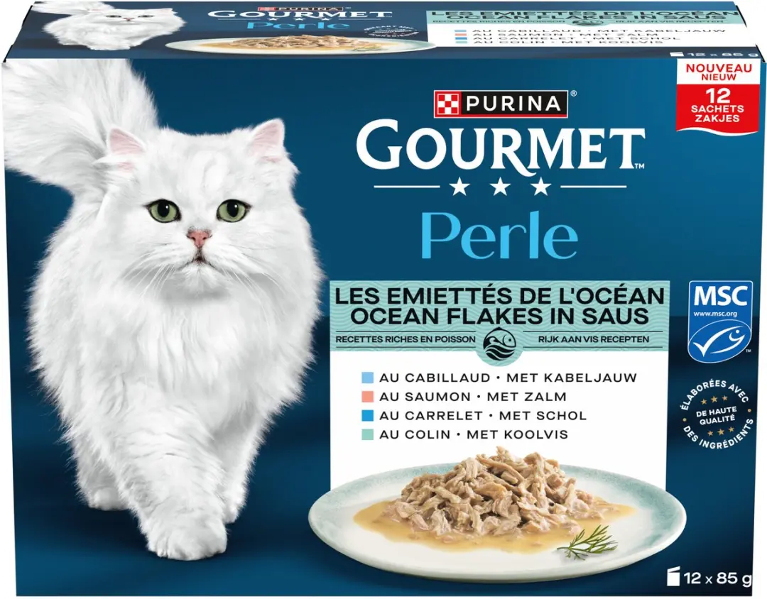 Gourmet Perle Ocean Flakes in Saus Zalm Kattenvoer - 48 x 85g