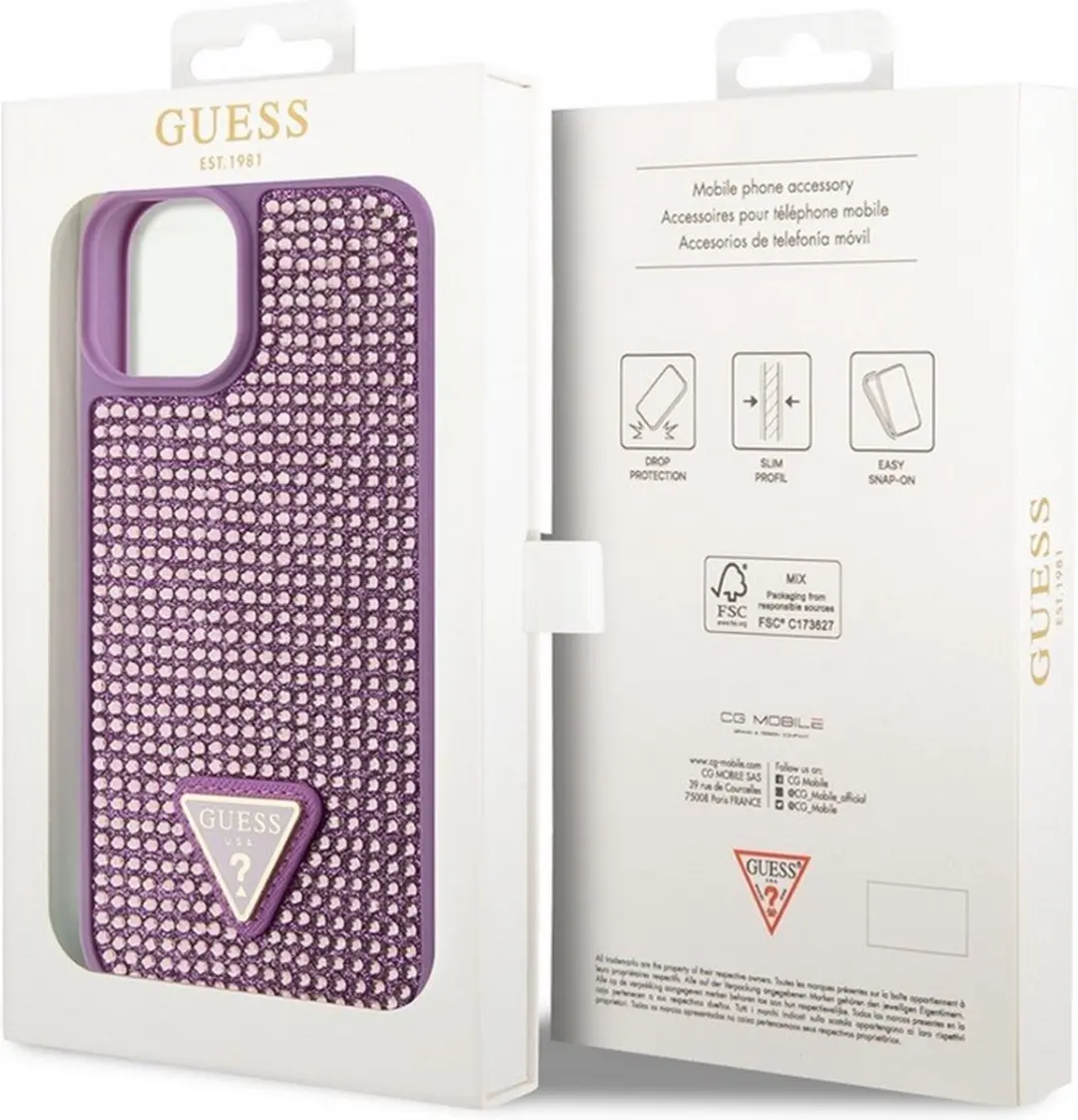 Guess Paarse Rhinestones Hoes iPhone 15 - GUHCP15SHDGTPU - afbeelding 6 van 6