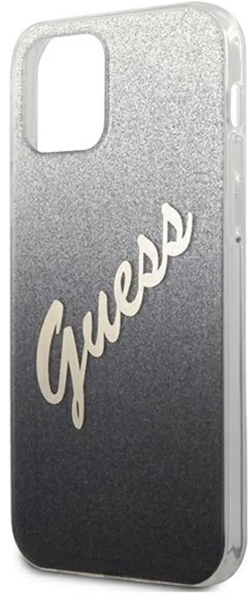 GUESS Gradient Vintage Glitter Back Case - iPhone 12 Pro Max - Zwart