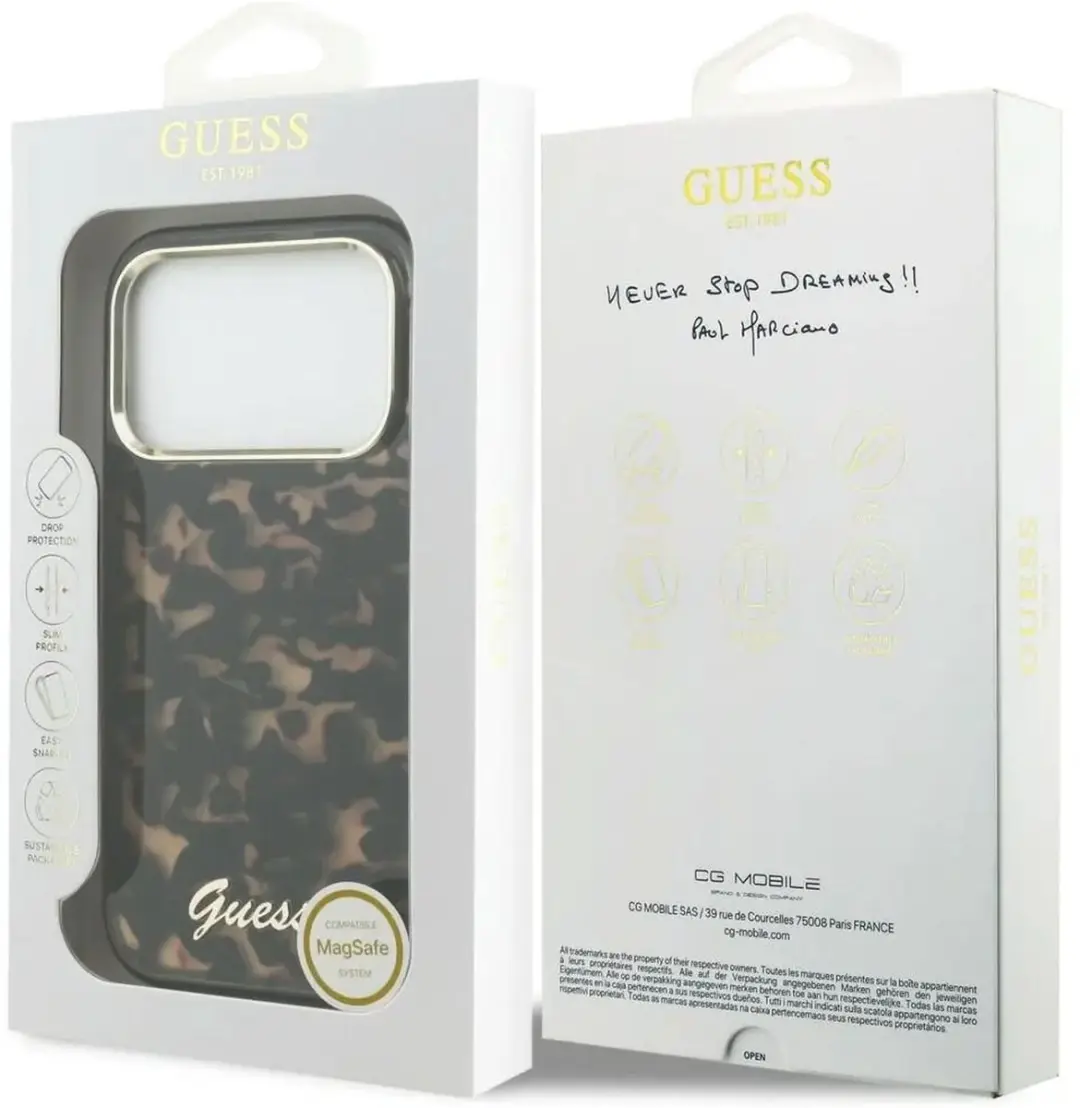 Guess MagSafe Hoesje iPhone 17 Pro - Zwart/Bruin