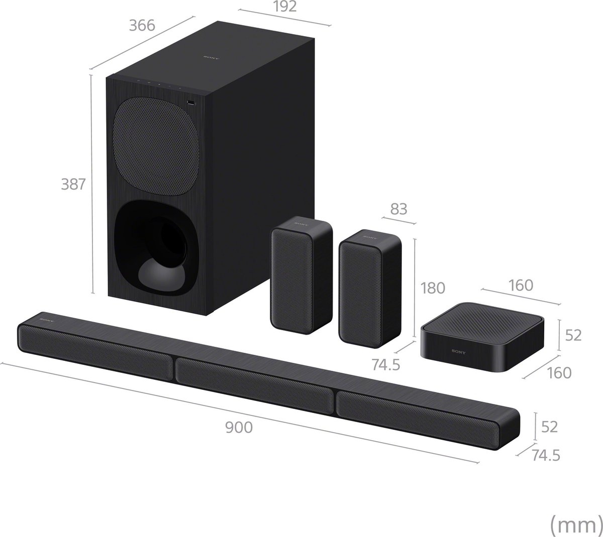 Sony HT-S40R - Soundbar met subwoofer en draadloze achterspeakers - Zwart