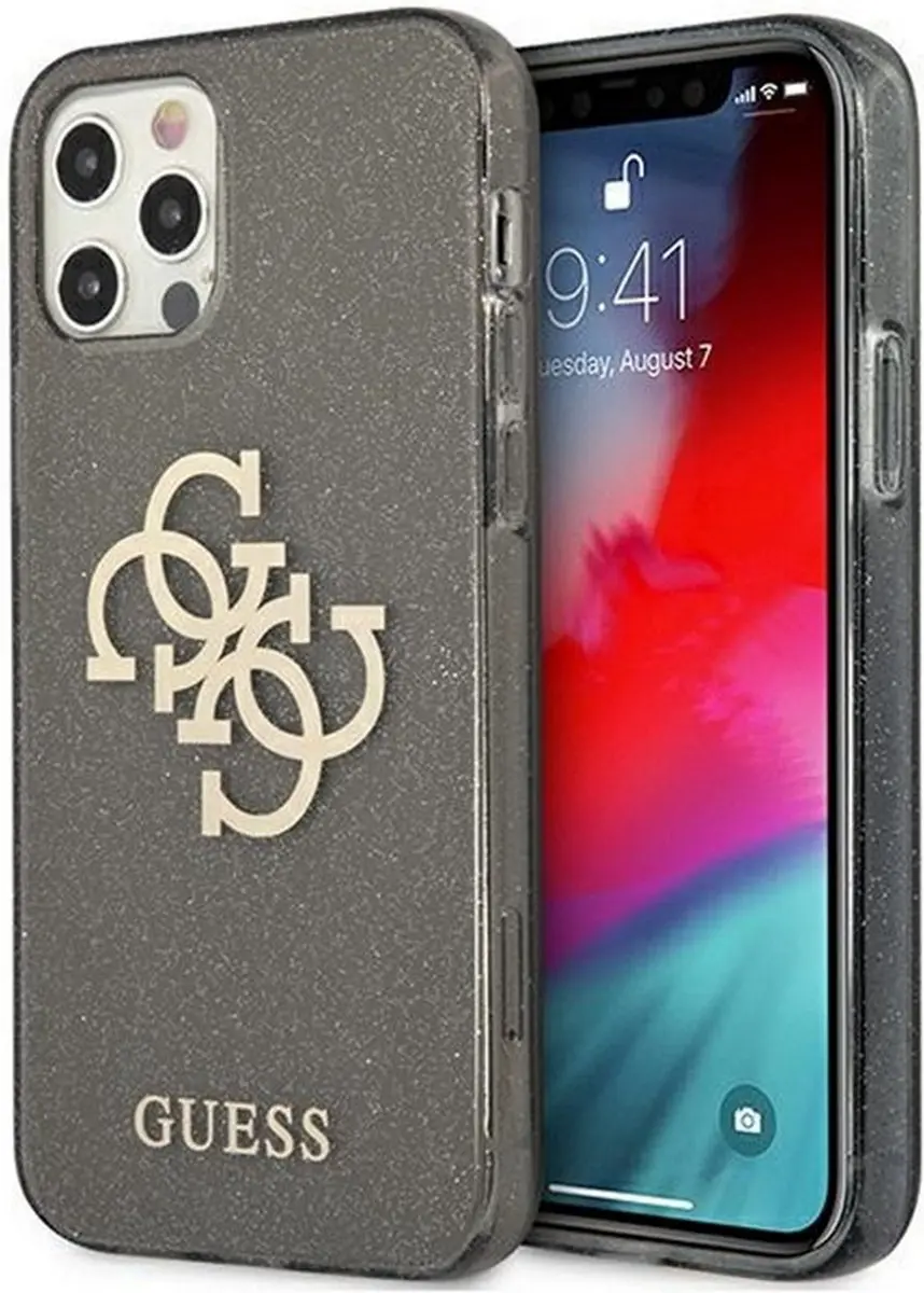 GUESS 4G Logo Glitter TPU Hoesje iPhone 12 Pro Max