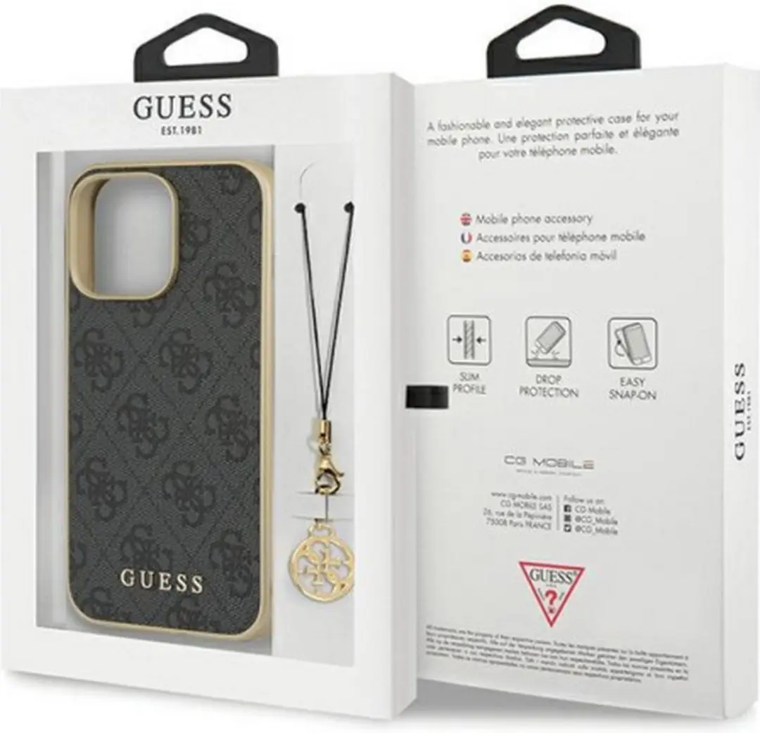GUESS 4G Charms Back Case - iPhone 14 Pro - Grijs