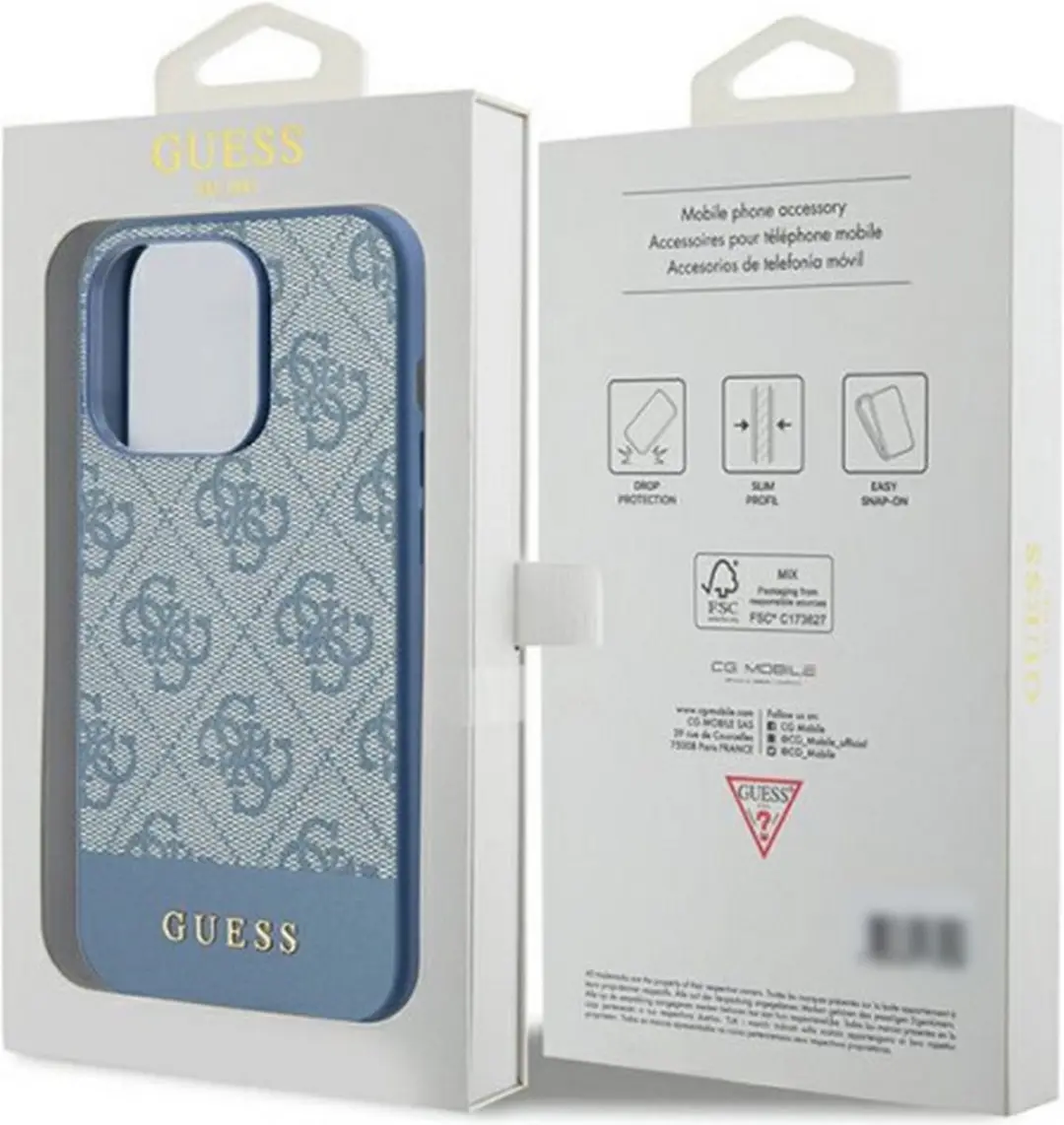 GUESS 4G Stripe Back Case - iPhone 15 Pro - Blauw