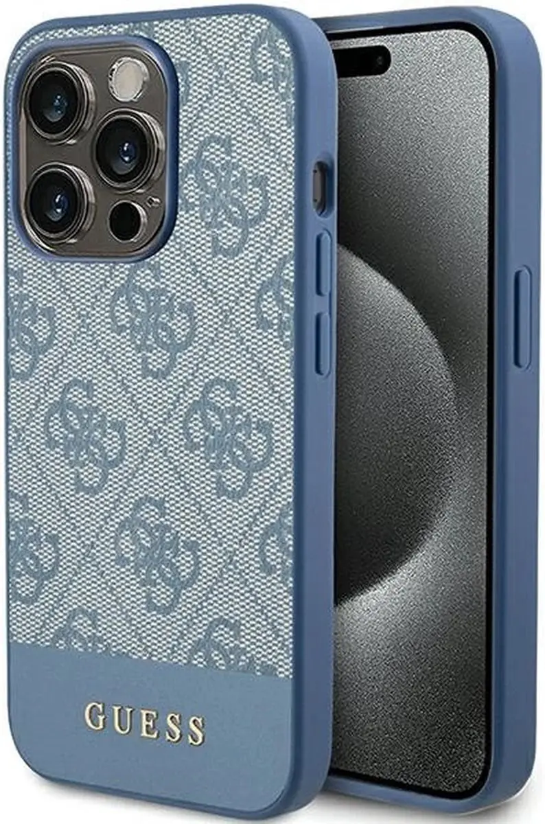 GUESS 4G Stripe Back Case - iPhone 15 Pro - Blauw