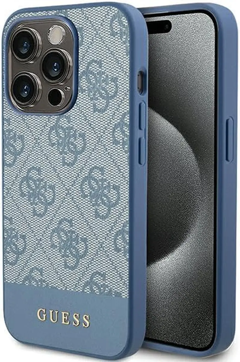 GUESS 4G Stripe Back Case - iPhone 15 Pro - Blauw