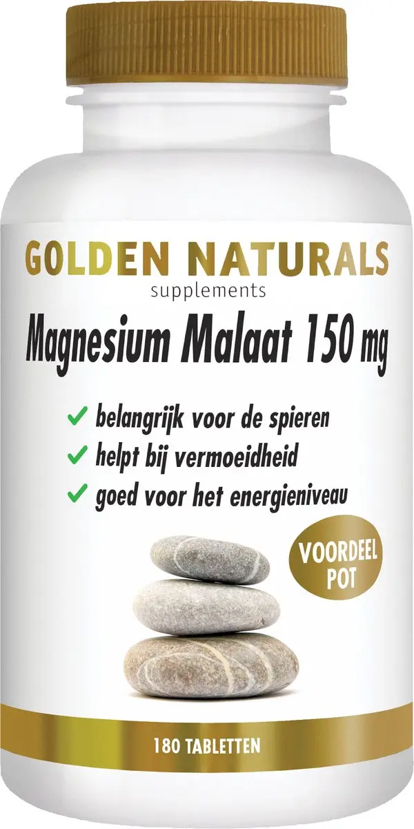 Golden Naturals Magnesium Malaat 180 Vegan Tabletten