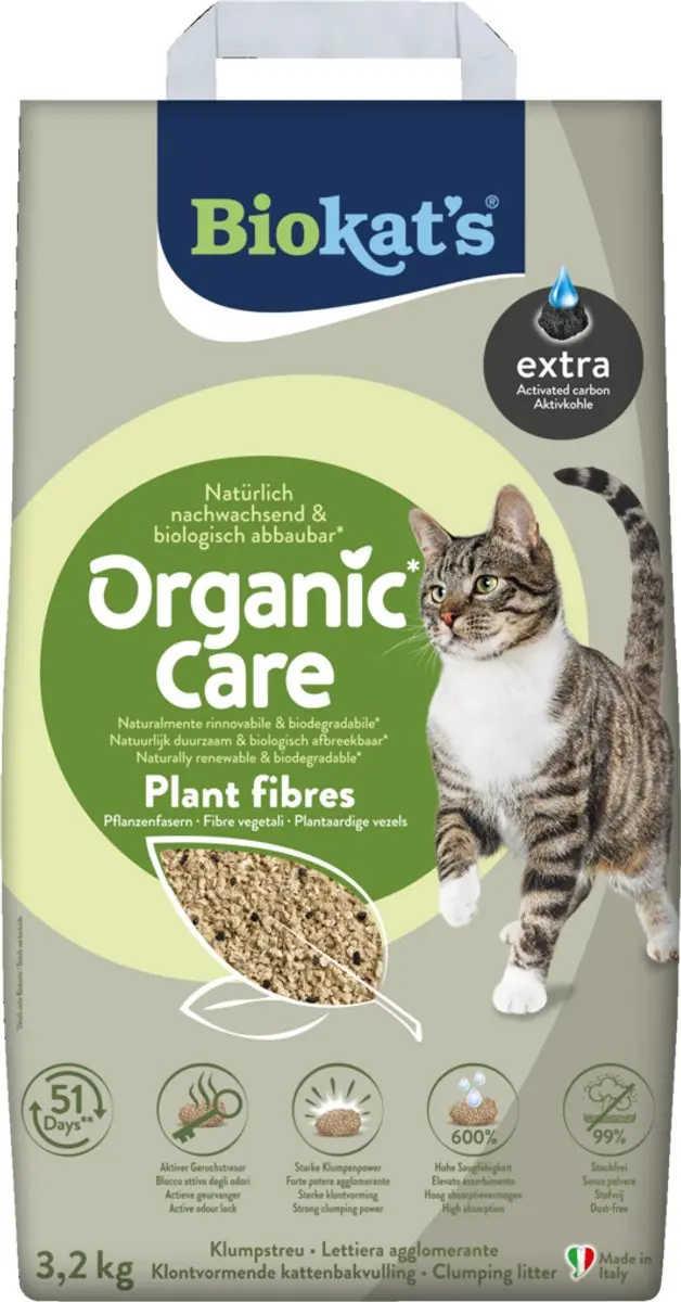Biokat's Organic Care Plantvezels Klontvormende Kattenbakvulling 3,2 kg