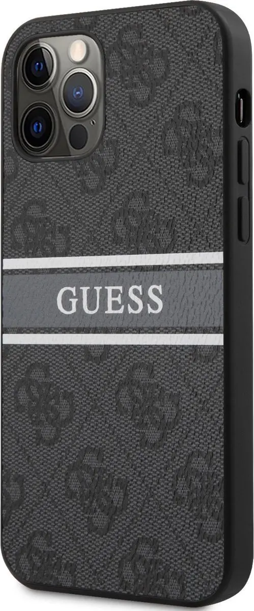GUESS Logo Stripe Backcase iPhone 12/12 Pro - Grijs